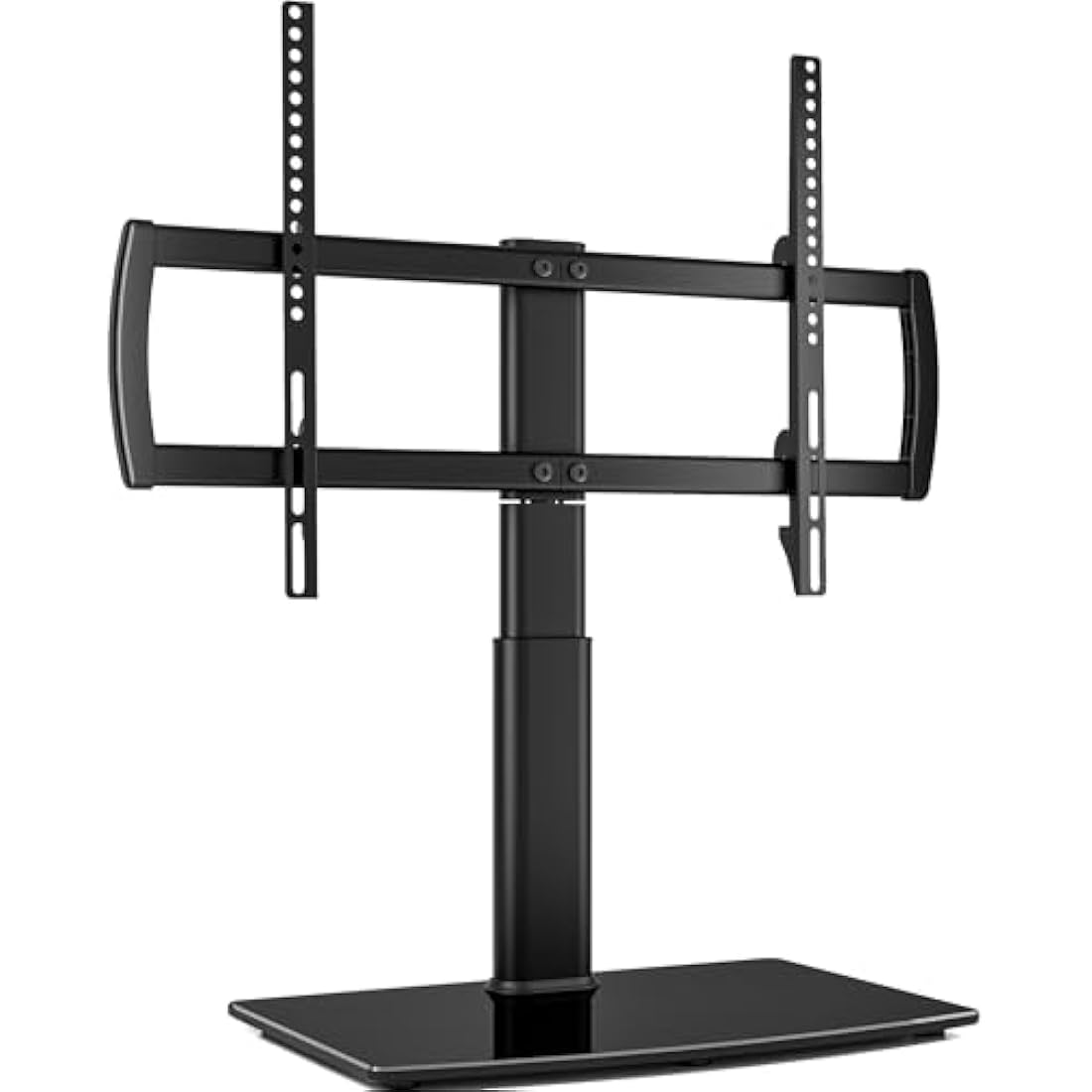 Universal Swivel TV Stand/Base Table Top TV Stand 32 to 70 inch TVs 80 Degree Swivel, 4 Level Height Adjustable, Heavy Duty Tempered Glass Base, Holds up to 40kgs Screens, HT04B-002P