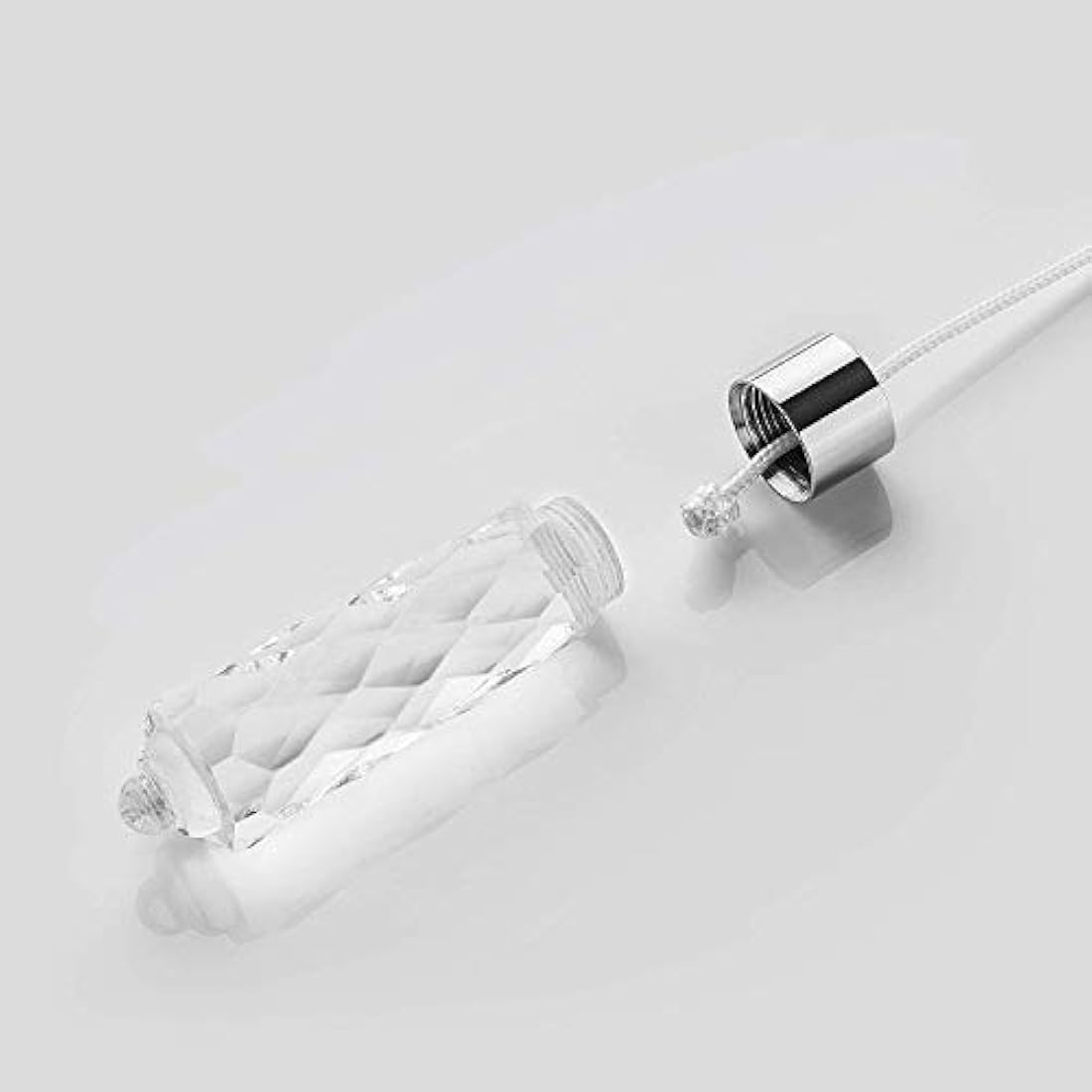 Penbrice Interiors Bathroom light cord pull - Glass effect solid clear acrylic teardrop with chrome design