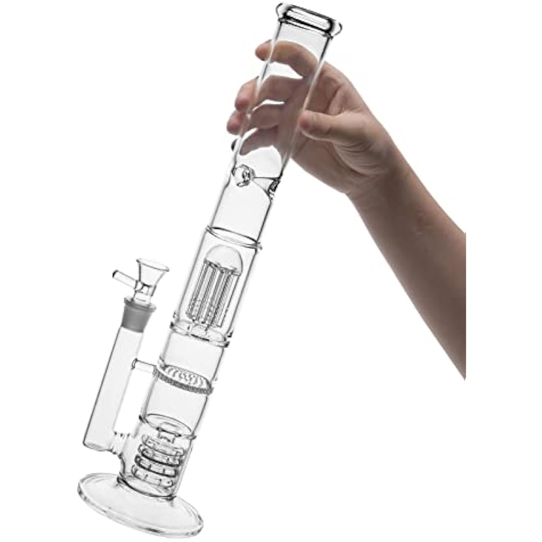 RORA 17" Glass Bong 18.8mm Big Glass Bongs Water Pipe 3 Honeycomb Perc Birdcage Clear Pipe Tube with 18 mm Joint Slide Bowl (Clear)