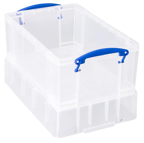 Really Useful Box Plastic Storage 9 Litre Clear with XL Lid (Pack of 4)