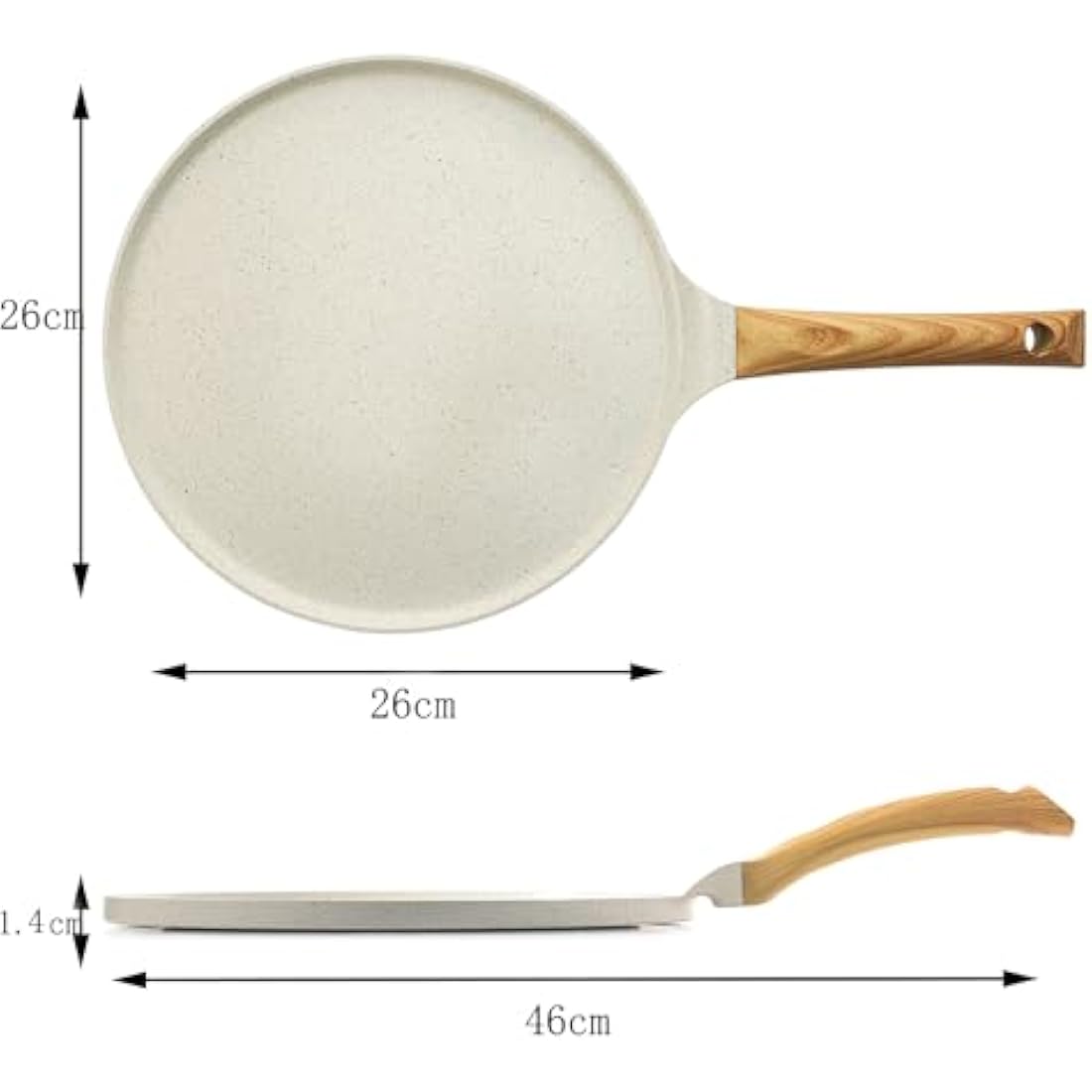 SENSARTE Nonstick Pancake Pan with Spreader, 26cm Swiss Ceramic Coating Dosa Pan Crepe Pan Flat Skillet Tawa Griddle with Stay-Cool Handle, Induction Compatible (White)