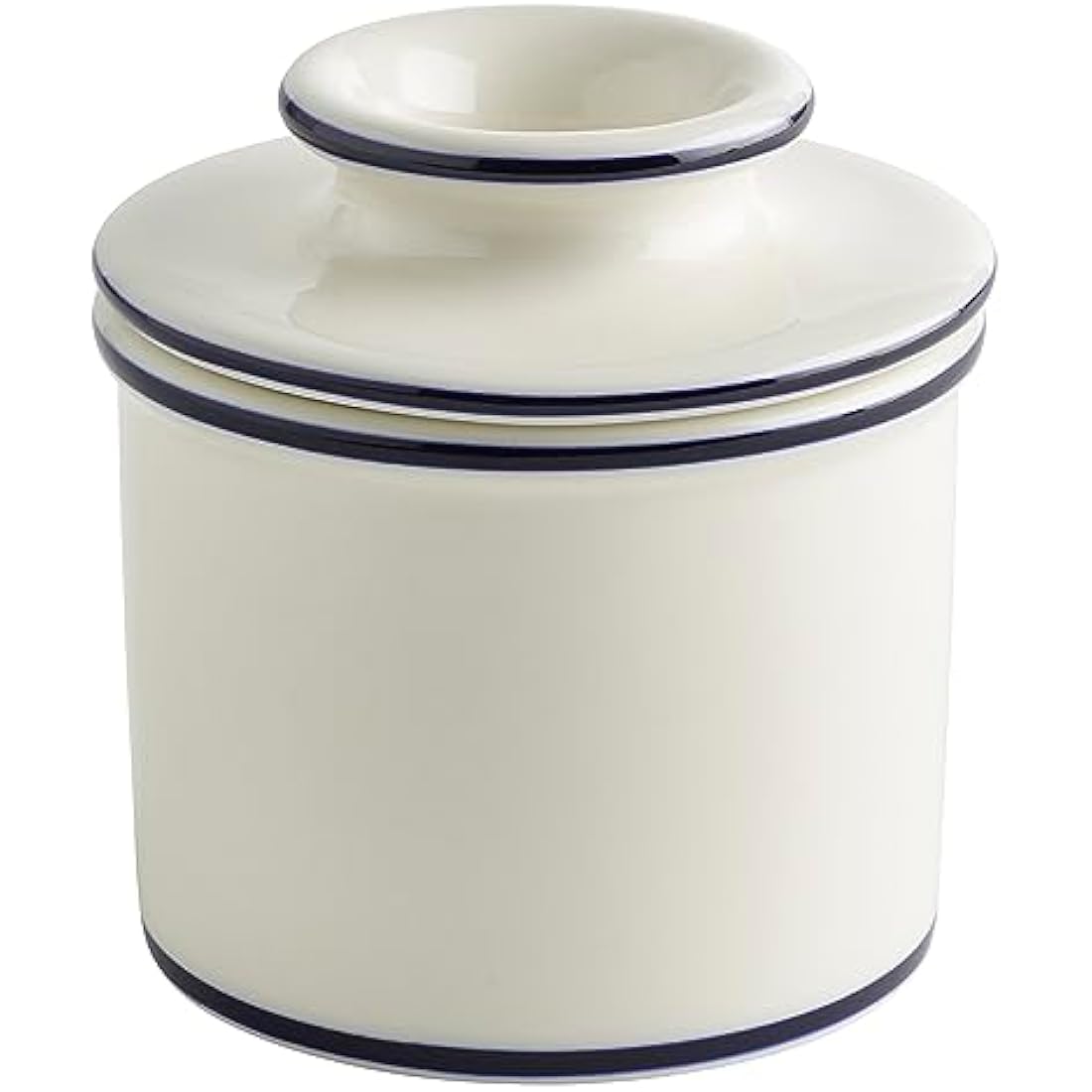 Butter Bell - The Original Butter Bell Crock by L Tremain, a Countertop French Ceramic Butter Dish Keeper for Spreadable Butter, Parisian Bistro Style with Blue Trim