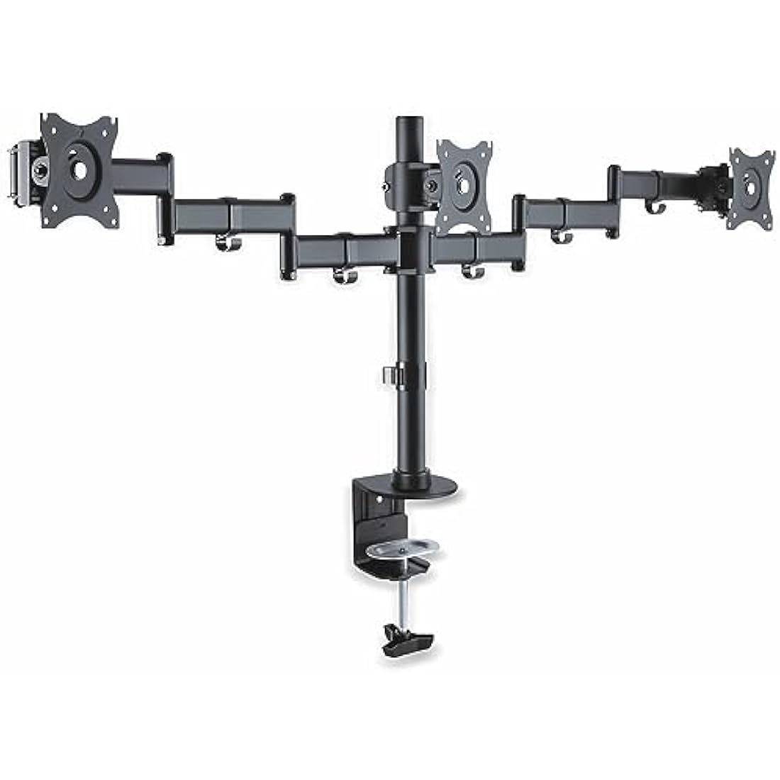 PureMounts PM-OFFICE-03 Desk Mount for 3 Monitors 33-69 cm (13-27 Inches) Tilts -45° to 45° Swivels 180° Rotatable 360° Height Adjustable Maximum Load 8.0 kg VESA 100 x 10000 Black