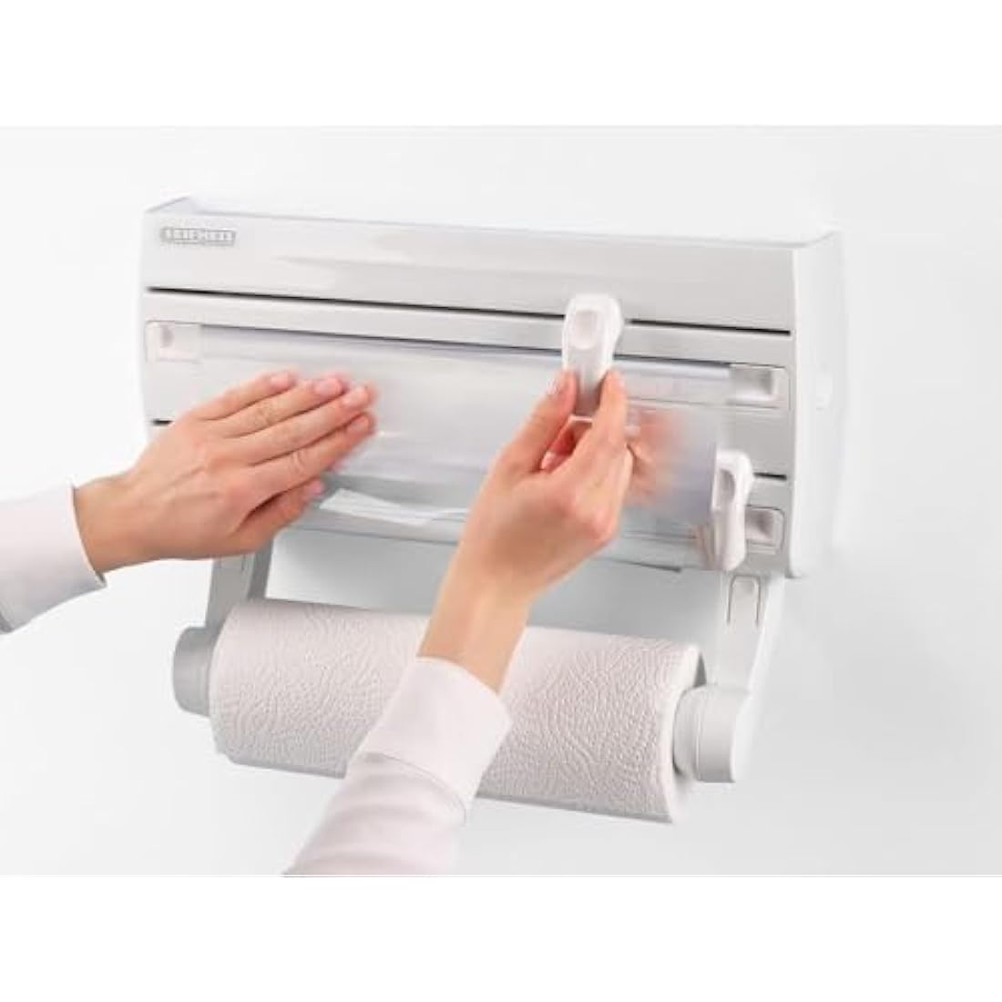 Leifheit Parat F2, Wall Mounted Cling Film & Foil Dispenser, Easy-Install Holder for Rolls up to 30 cm Wide, White