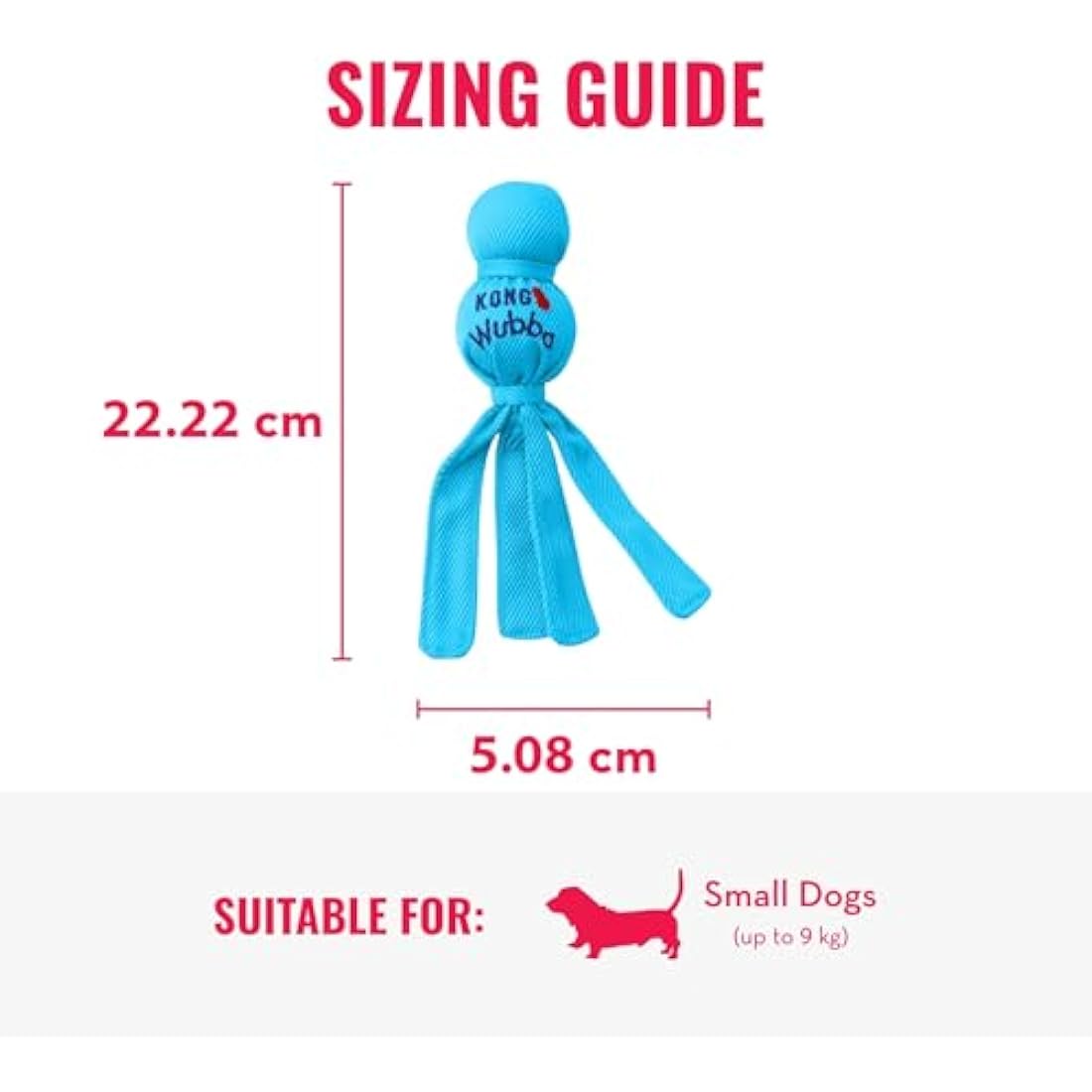 KONG - Wubba Puppy - Nylon Tug of War Dog Toy - For Small Puppy (Assorted Colours)
