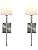 Yosoan Lighting 2 Sets of Vintage Loft Bar Modern Linen Lampshade Wall Light Fittings, Hotel Beside Bed Wall Lamp E27 Screw (Brushed)