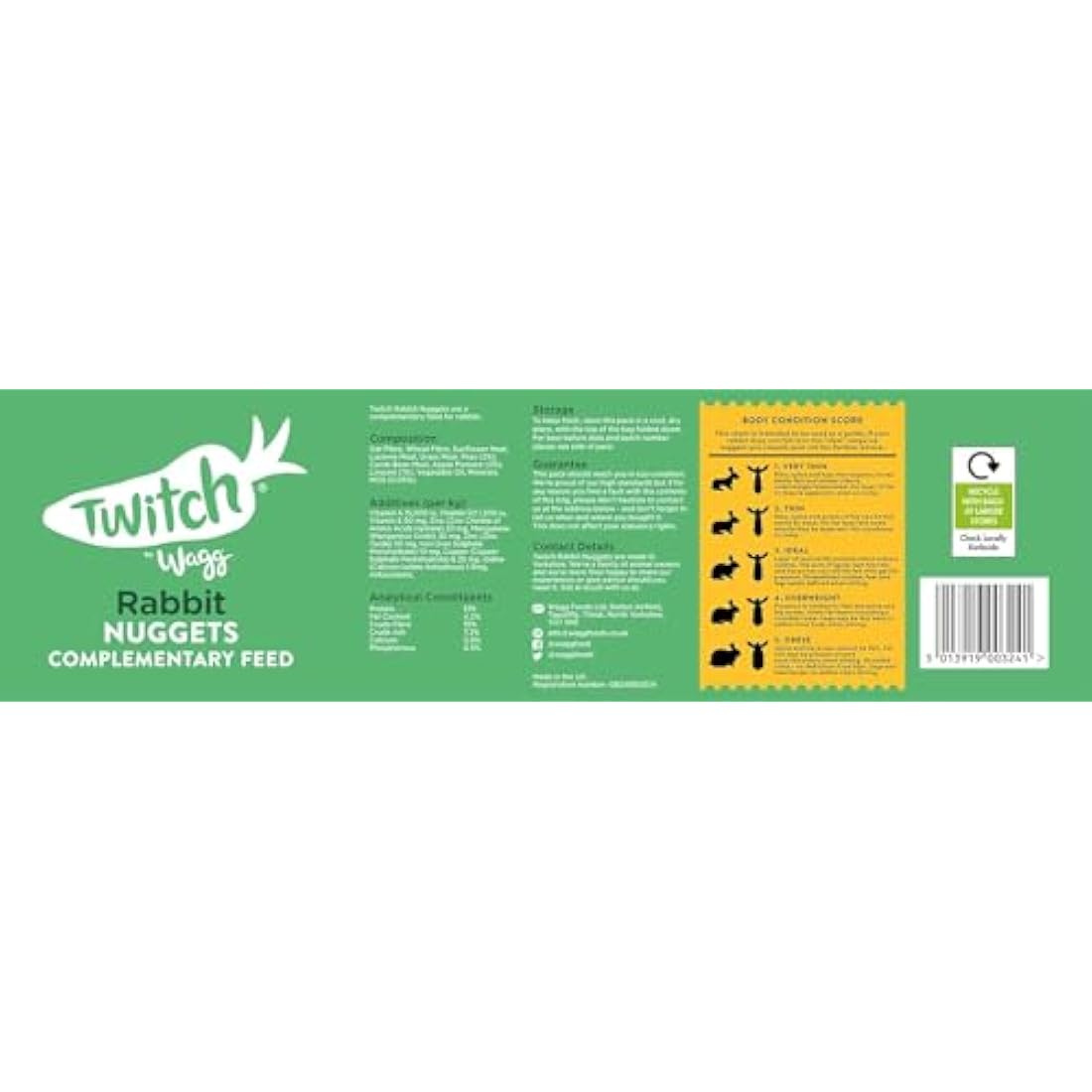 Wagg Twitch Rabbit Food 10kg - Complementary Feed Nuggets