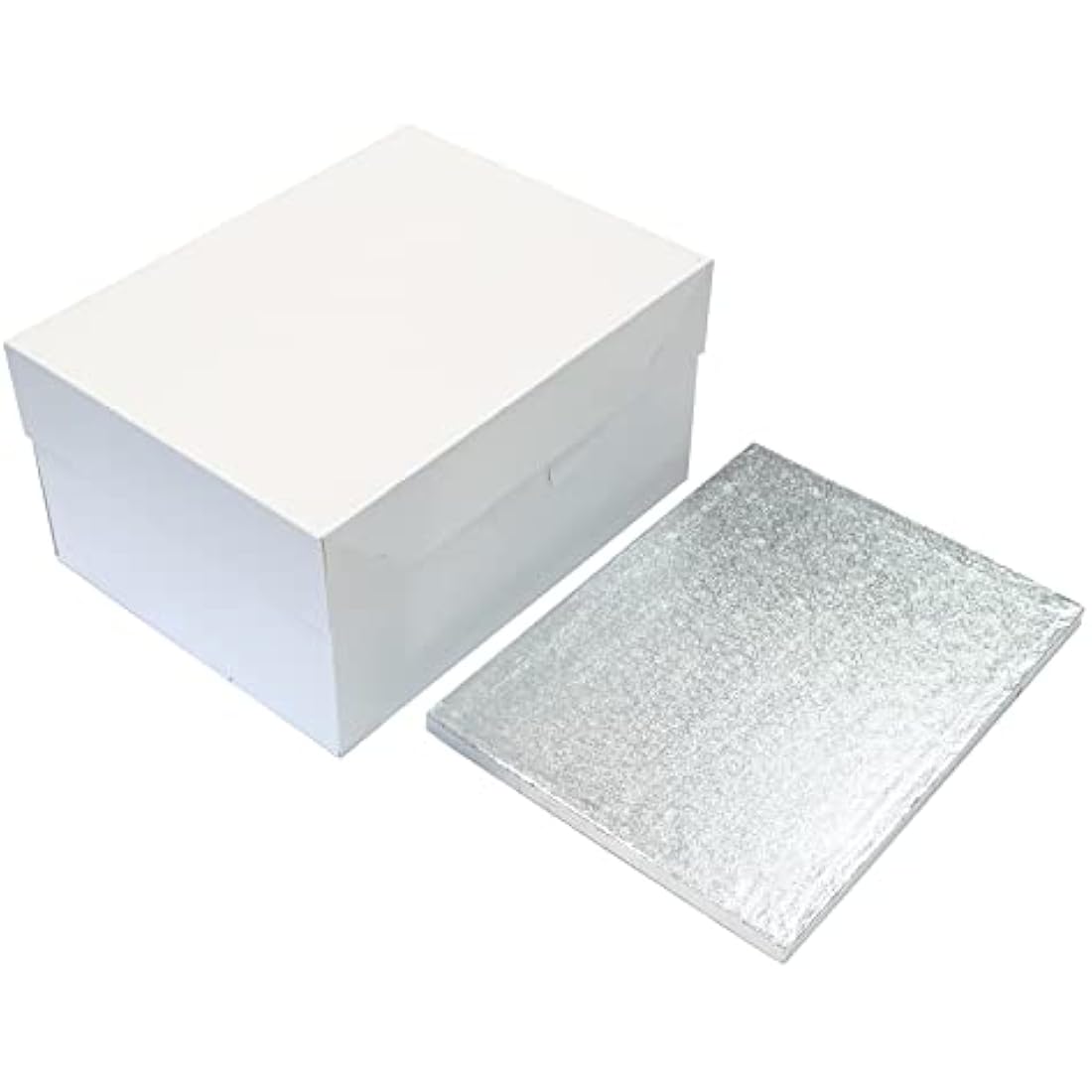 Culpitt 18" x 14" (457 x 355mm) Cake Board & White Cake Box Combo, Oblong Silver Fern Cake Drum With Matching Box, 0.5'' (13mm) Thick, Rectangular Cake Transport, Single Pack