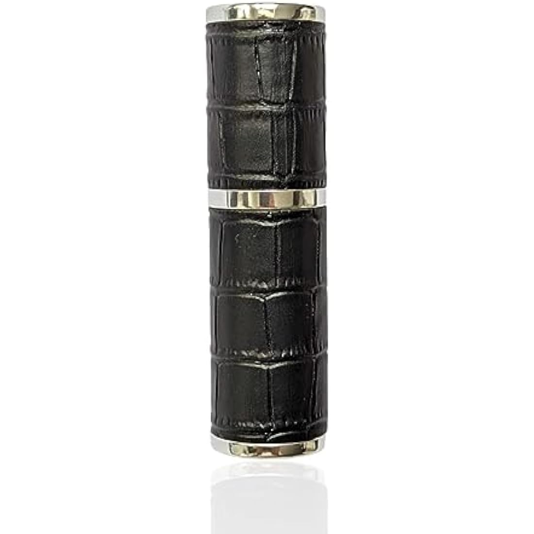 The Essential Atomizer Co. Black & Silver Faux Croc 10ml Refillable Perfume or Aftershave Travel Atomizer. Supplied with Filling Funnel & Gift Box