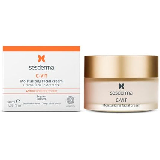 Sesderma C-Vit Moisturising Facial Cream – Stabilized Vitamin C with Antiox Booster – Brightens, Firms & Hydrates – 50 ml