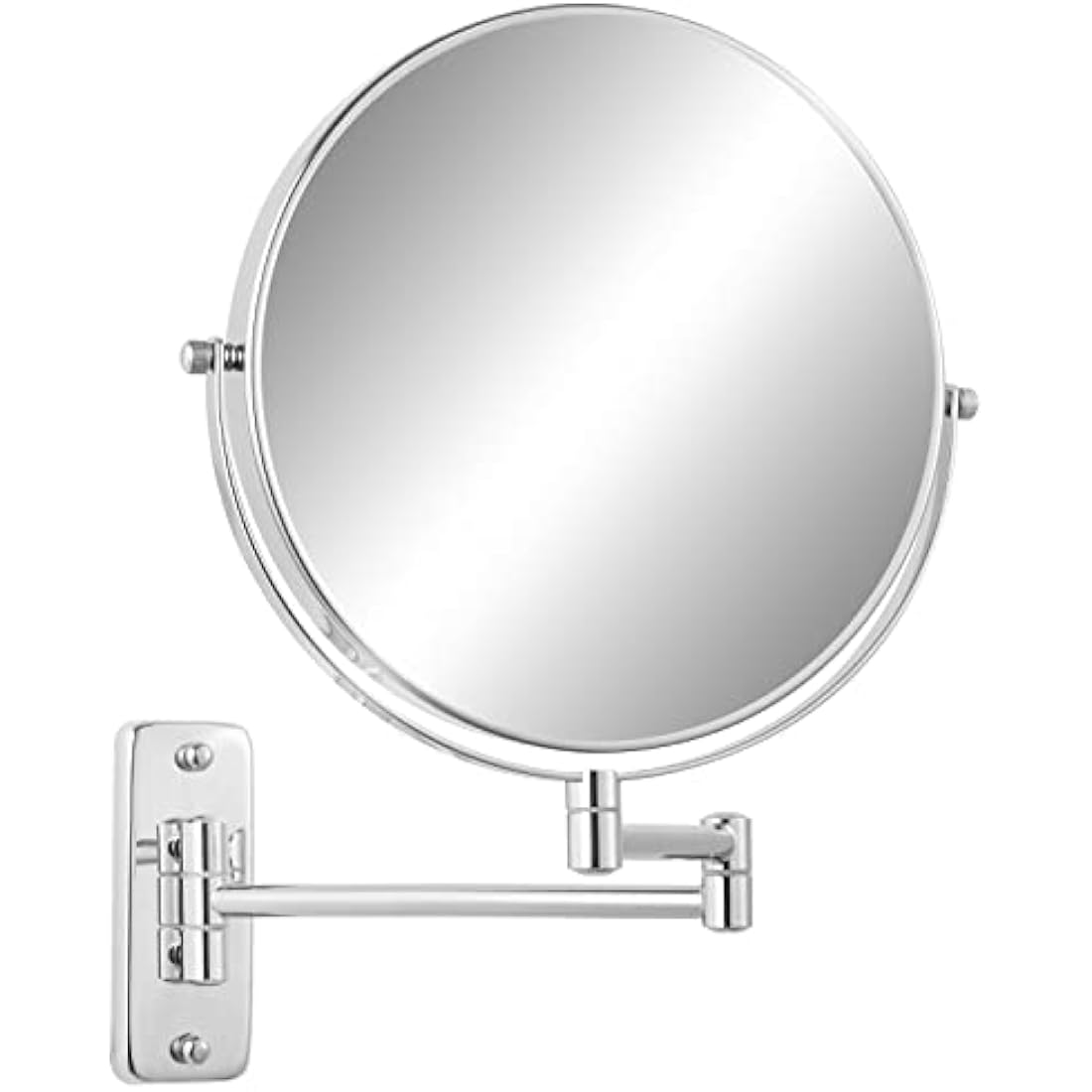 FFowcye 9" Wall Mounted Makeup Mirror, 1x/7x Magnifying Shaving Mirror, Double Sided Bathroom Shower Mirror with Extendable Arm, 360° Swivel for Precise Makeup & Vanity, Chrome Finish (No Light)