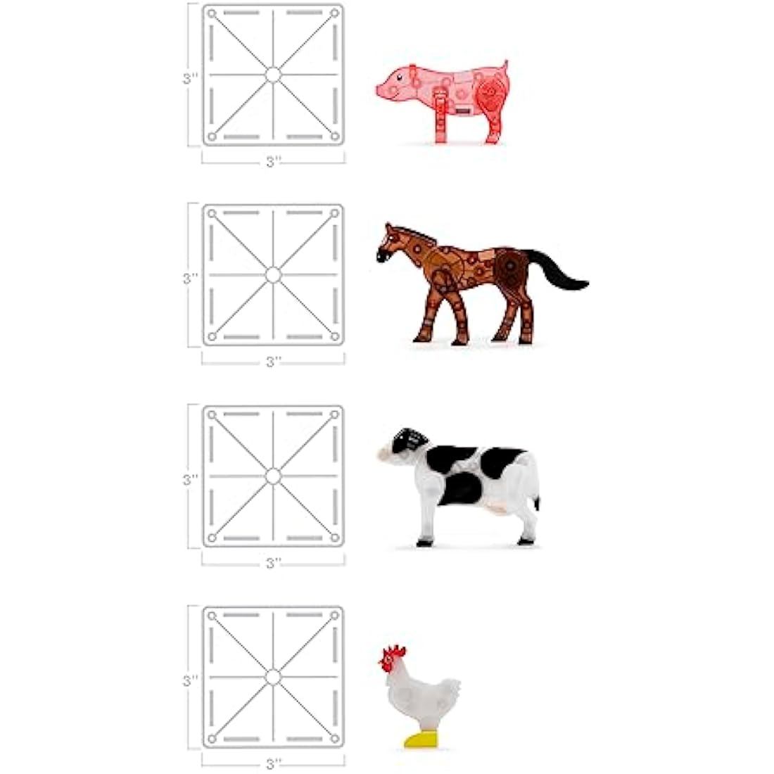 MAGNA-TILES Farm Animals 25-Piece Magnetic Construction Set, The ORIGINAL Magnetic Building Brand
