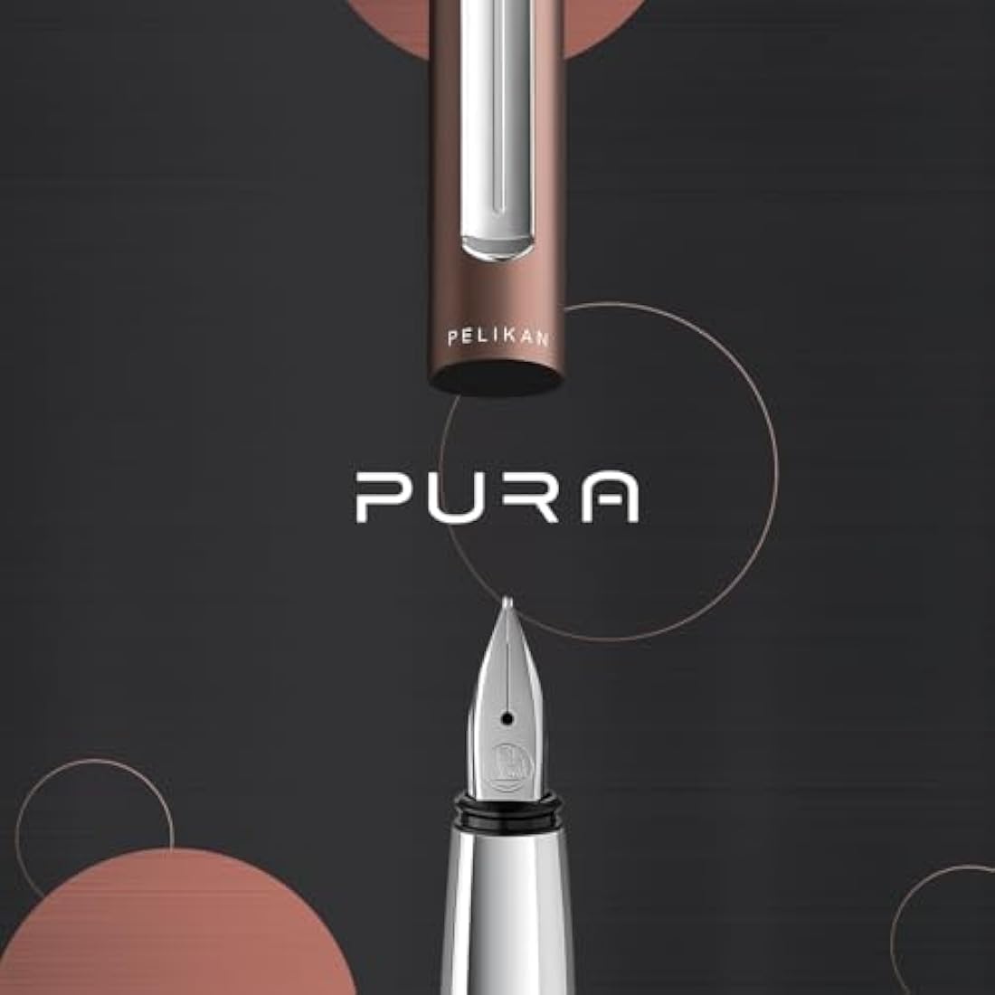 Pelikan 817226 Pura Fountain Pen Mocha M Nib 1 Piece Including Large Cartridge Gemstone Ink® Sapphire