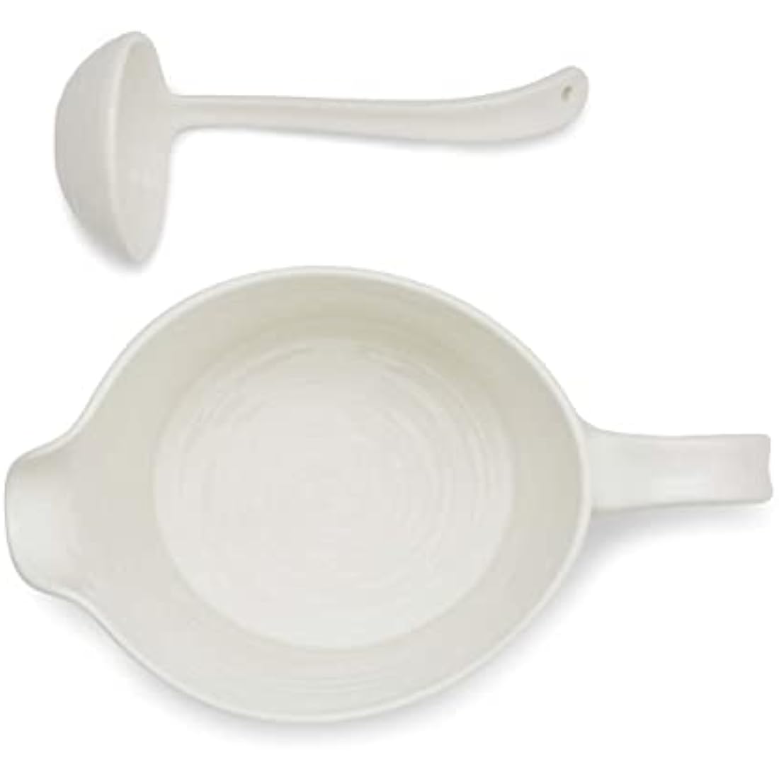 Portmeirion Home & Gifts CPW78895-XP Sauce Jug & Mini Ladle, Porcelain, White, 18.5 x 11 x 13 cm