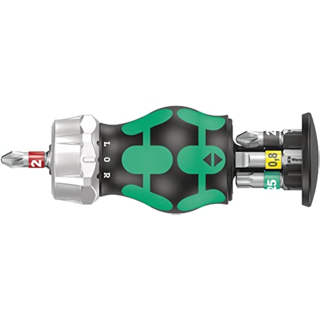 Wera 05008884001 Kraftform Kompakt Stubby Magazine RA 2, Stubby Ratchet Screwdriver with Bit Magazine, 6 Pieces