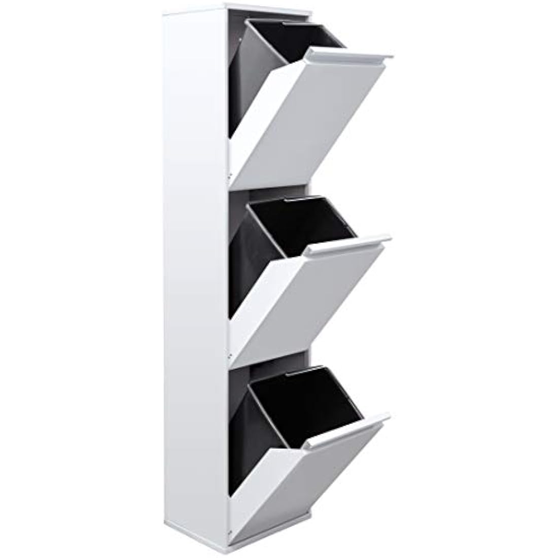 Arregui Basic CR301-B 3-Compartment Steel Trash and Recycling Bin | 3x17L (51L) | Kitchen Trash Bins | Recycling Bins for Home or Office | White