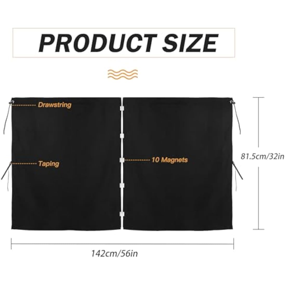ZATOOTO Campervan Car Divider Privacy Curtains (56 * 33inch) Suede Fabric Blackout Front Rear Side Window Covers Sun Shades,Removable Magnetic Van Car Camping Curtains (Black)