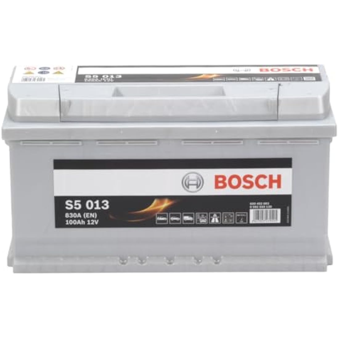 Bosch S5 013 Car Battery 100 A/h - 830 A - 12 V Battery, Type 019, Lead-acid for Non-Start/Stop Vehicles, Left (-) Right (+), 353 x 175 x 190 mm - For Vehicles with High Electrical Needs