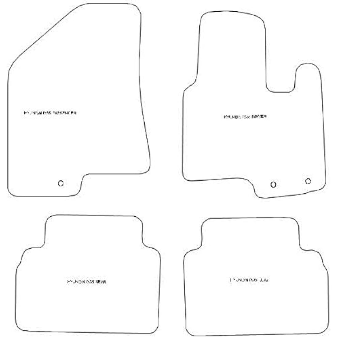 Car Mats FOR Hyundai IX35 2009-2015 Black Carpet - Grey Ribbed Trim - Black Rectangle Heel Pad [SAPP-1261]