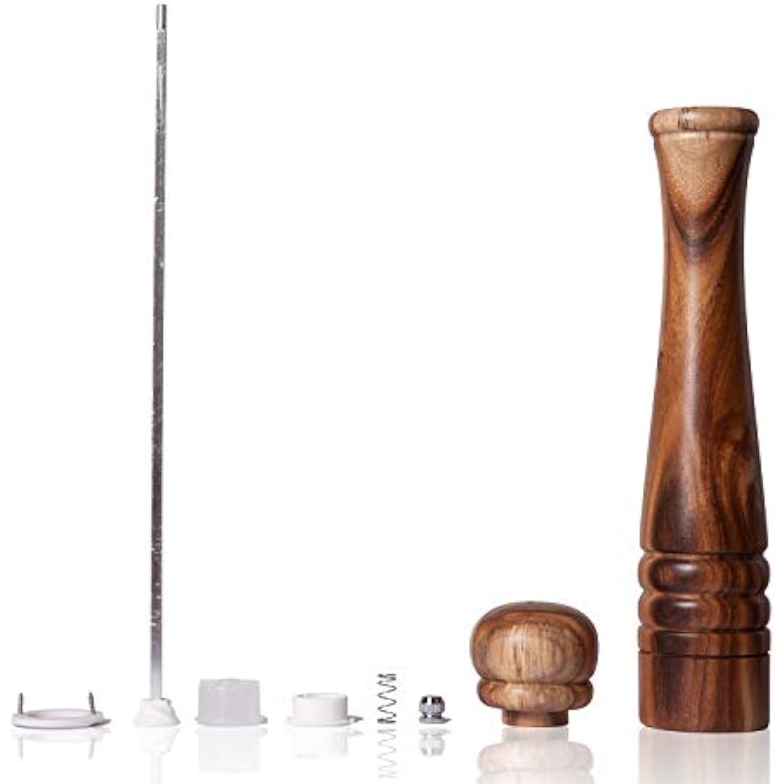 DeroTeno Pepper Mill, Pepper Grinder with Adjustable Ceramic Grinder, Acacia Wood, Height 30 cm