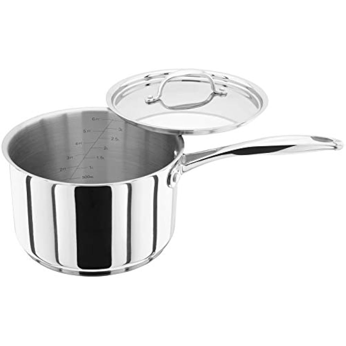 Stellar Profile Set of 3 Stainless Steel Saucepans with Lids, 20cm 18cm 16cm, Induction Ready, Oven Safe, Dishwasher Safe