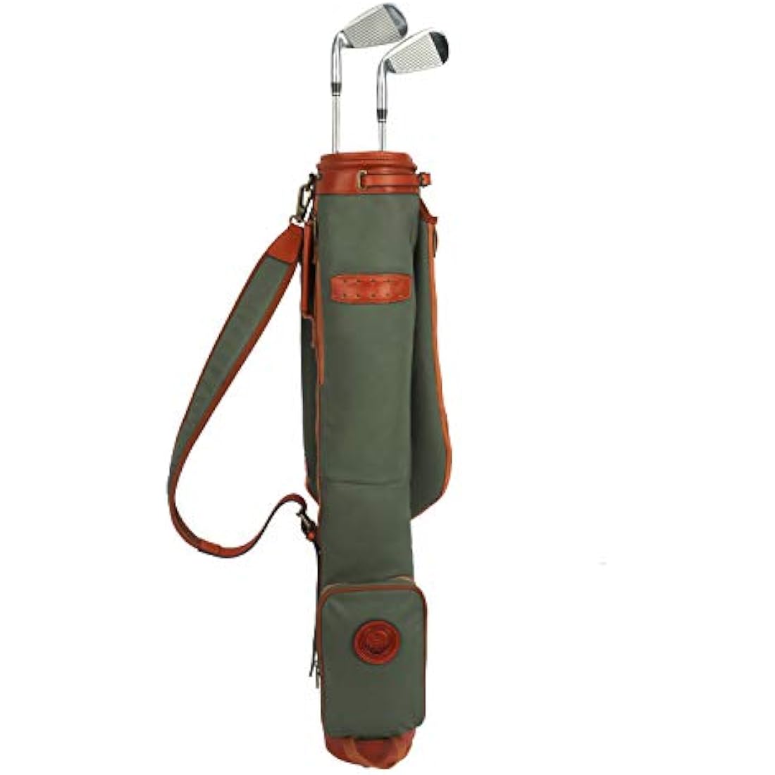 TOURBON Waterproof Canvas Course Training Practice Golf Club Carry Bag Travel Case With Soft Padded Shoulder Strap (Golf Bag TB904CA-Green)