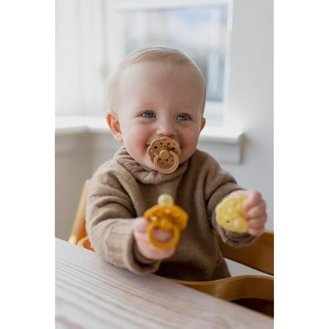 BIBS Boheme Glow in The Dark Soother 2-Pack. BPA Free. Round Nipple Latex, Size 1 (0-6 Months), Blush Glow/Vanilla Glow