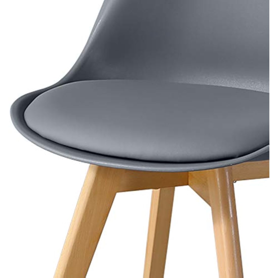 CLIPOP Grey Dining Chairs Set of 2 Upholstered Kitchen Chair with Wooden Legs and Soft PU Seat, Retro Lounge Corner Chair for Office Lounge Kitchen Furniture