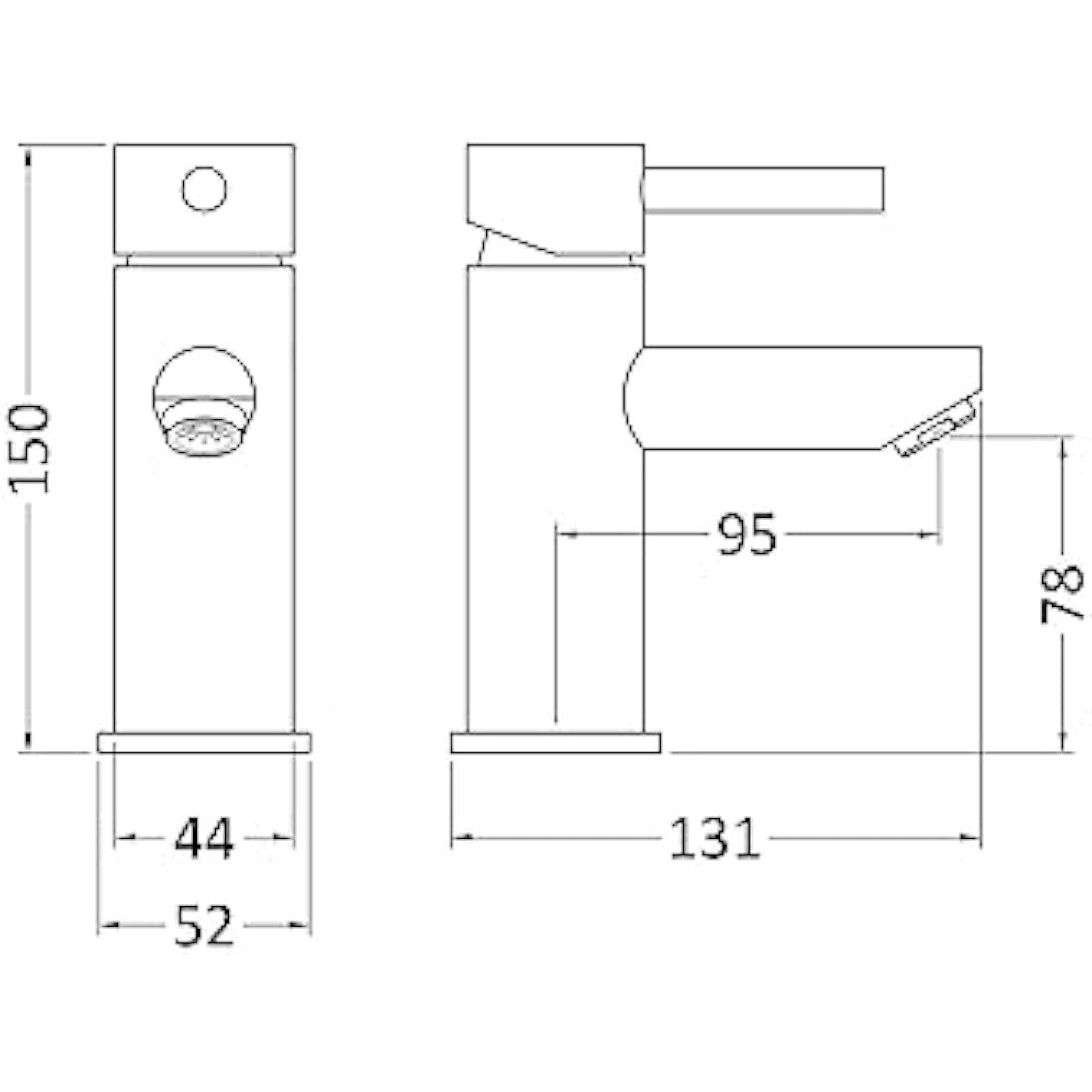 Nuie FJ318 Series Two ǀ Modern Bathroom Round Mono Basin Mixer Tap with Push Button Waste, 52 x 150 x 131mm, Chrome
