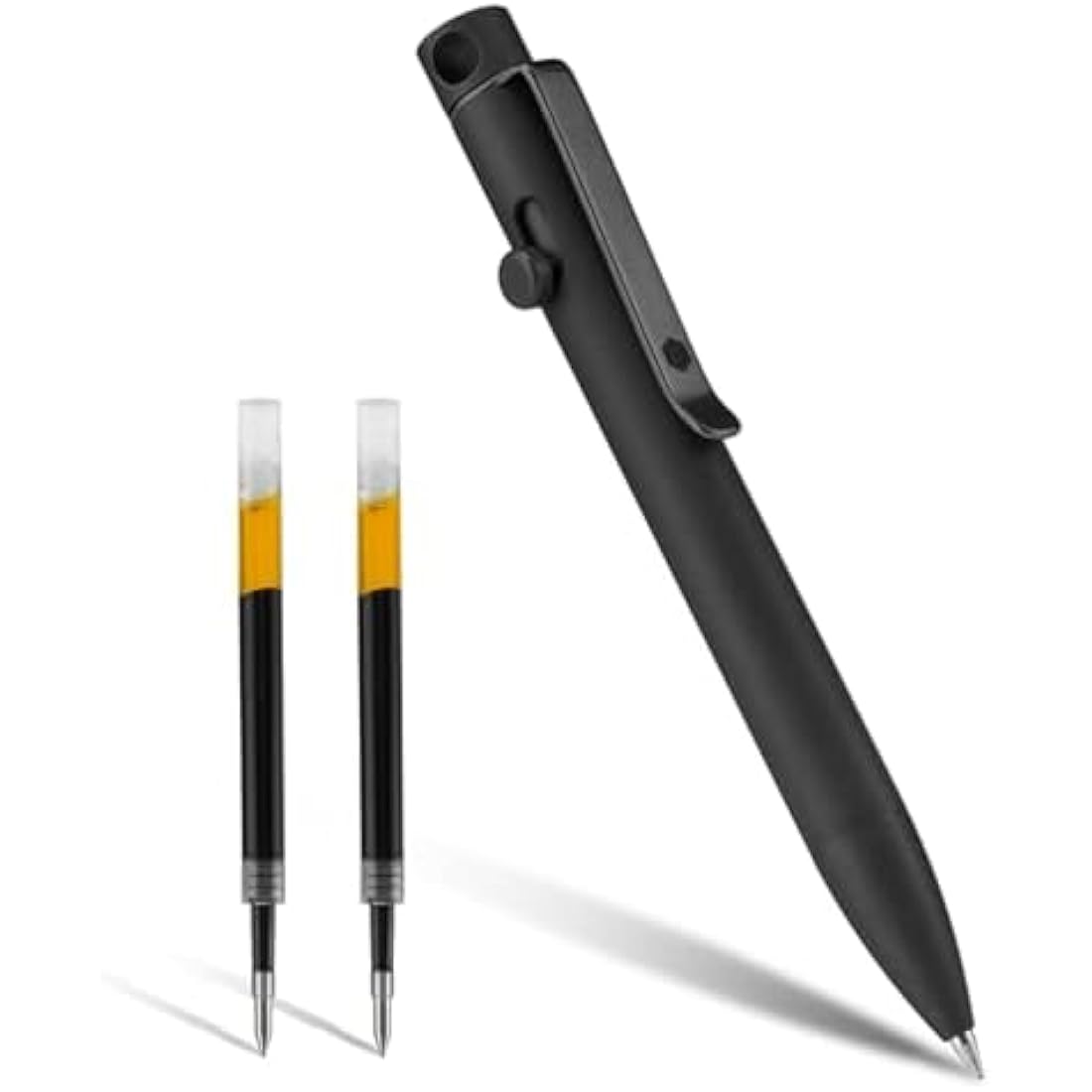 KeyUnity KP03 Ballpoint Pen with Clip, EDC Pocket Pen Titanium Alloy Retractable Ballpoint Pen for Daily Use, (Black)