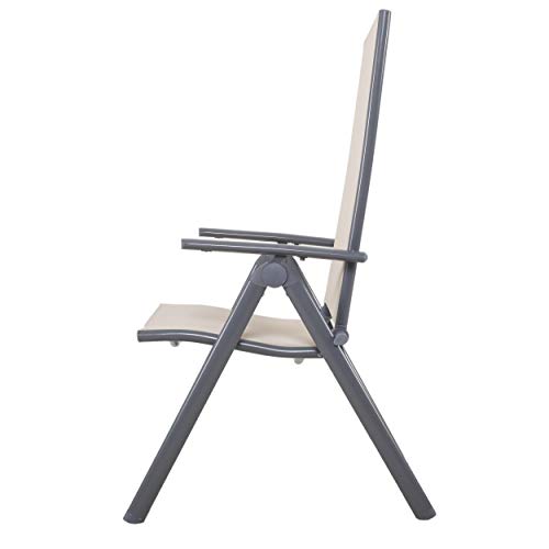 Chicreat Korfu Aluminium Folding Chair, Beige, 67 x 59 x 113cm