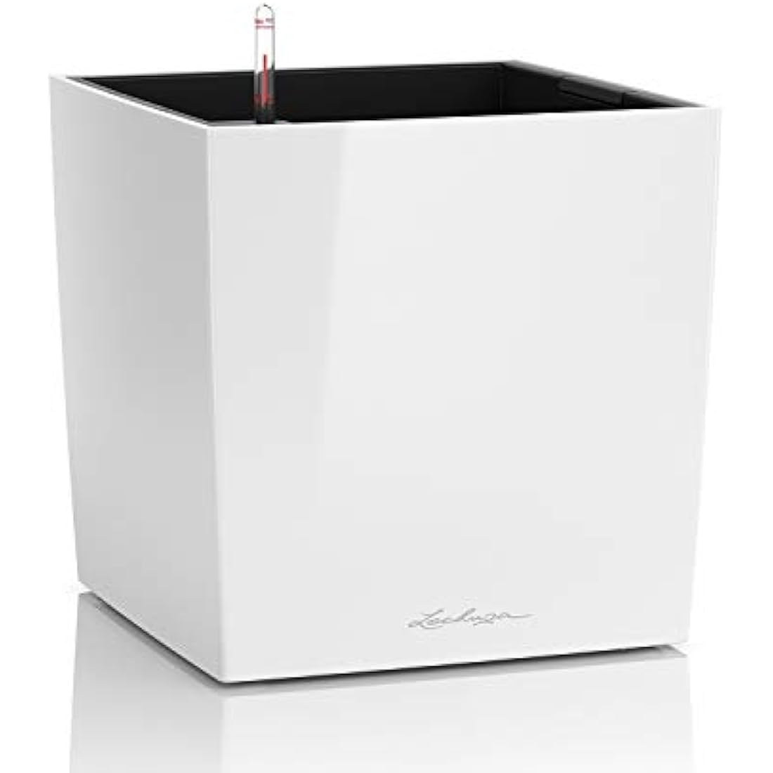 Lechuza Self Watering Plant Pot CUBE 50 Garden Flower Indoor and Outdoor Large Plastic Planter with Drainage Hole H50 L50 W50 cm White High-Gloss