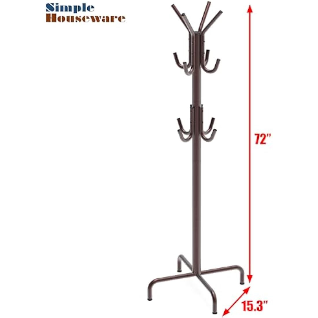 Simple Houseware Standing Coat and Hat Hanger Organizer Rack, Bronze