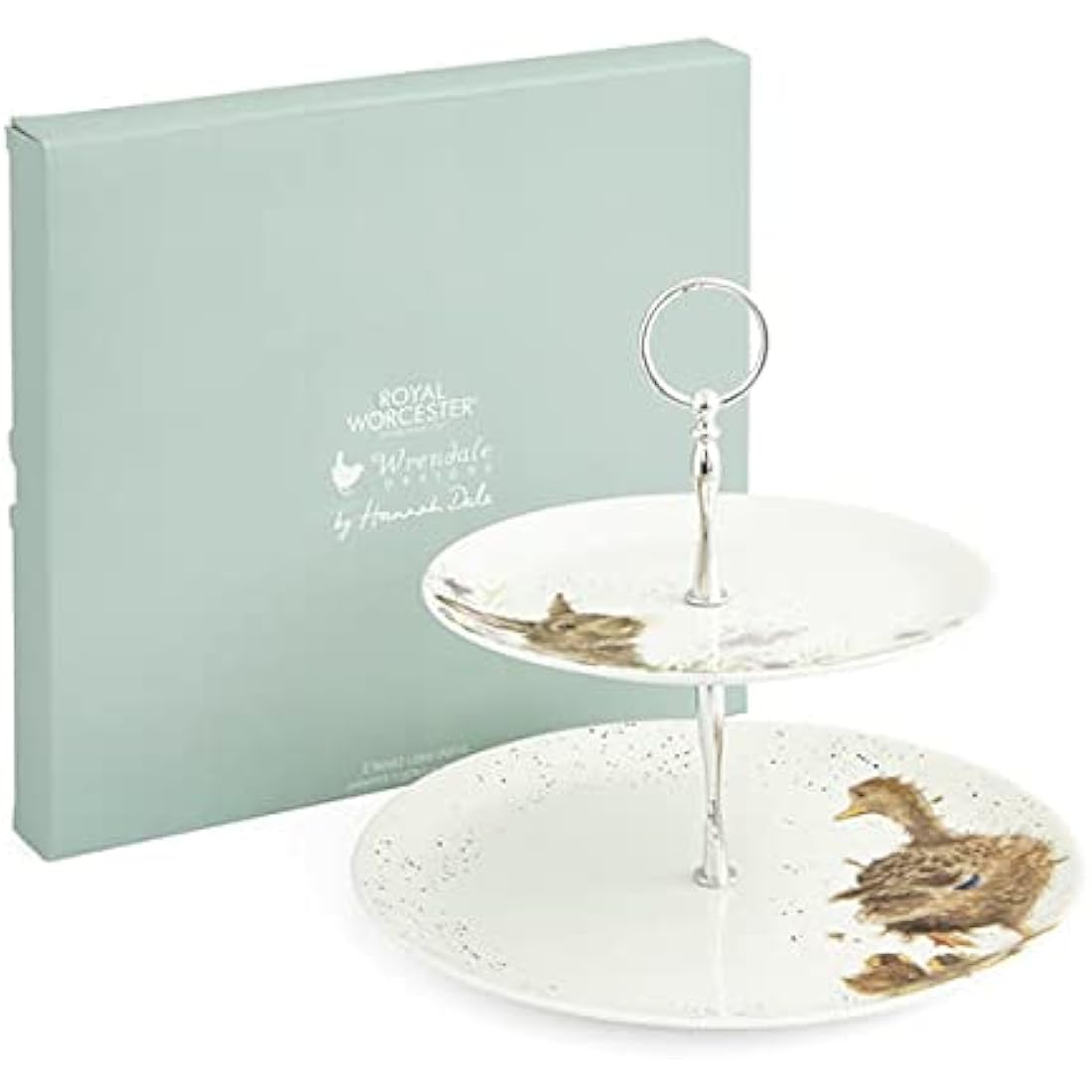 Portmeirion Home & Gifts Wrendale 2 Tiered Cake Stand, Multicolour (WN4375-XG)