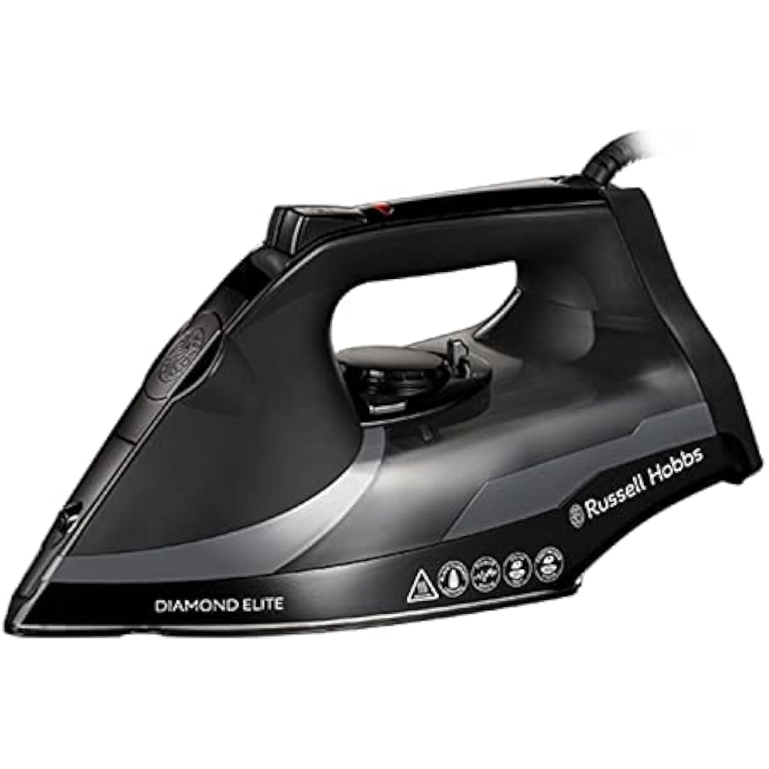 Russell Hobbs Diamond Elite Steam Iron, Black Diamond soleplate, 220g Steam Shot, 50g Continuous steam, 350ml Water Tank, Anti-calc & Anti-drip function, Vertical Steam, 3m Cord, 3100W, 27000