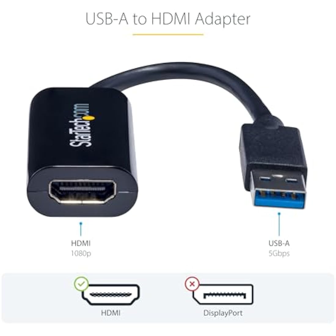 StarTech.com USB 3.0 to HDMI Adapter, USB to HDMI Monitor Converter for Windows, 1080P , TAA (no support for macOS/ChromeOS/Linux)