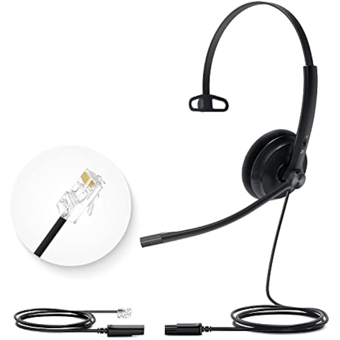 Yealink Phone Headsets for Office Phones YHS34 Lite QD to RJ9 Wired Headset Compatible with Poly Avaya Snom Grandstream Phones Desk Landline Headset with Microphone -Mono/72g/2.1m Cable
