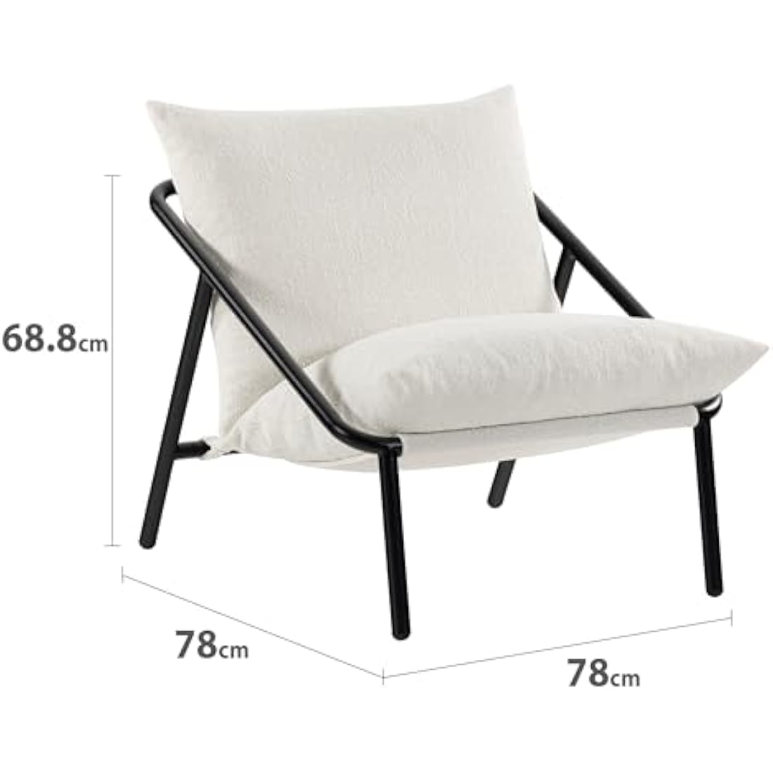 Zinus Ada Accent Sling Chair 78x78x89 cm - Metal Framed Armchair with Shredded Foam Cushioning - Boucle Accent Chair