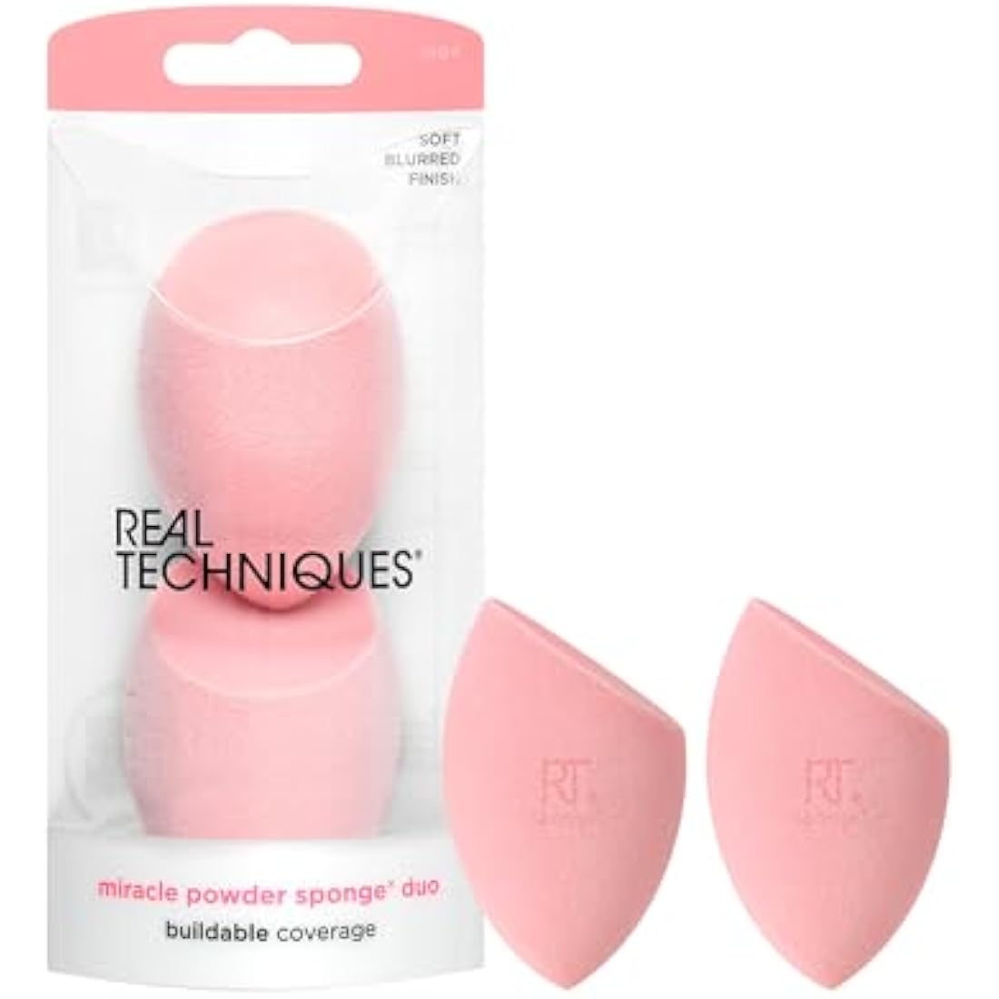 REAL TECHNIQUES New Foam Technology 2 Pack Miracle Powder Sponge for Even Powder Application,1994M