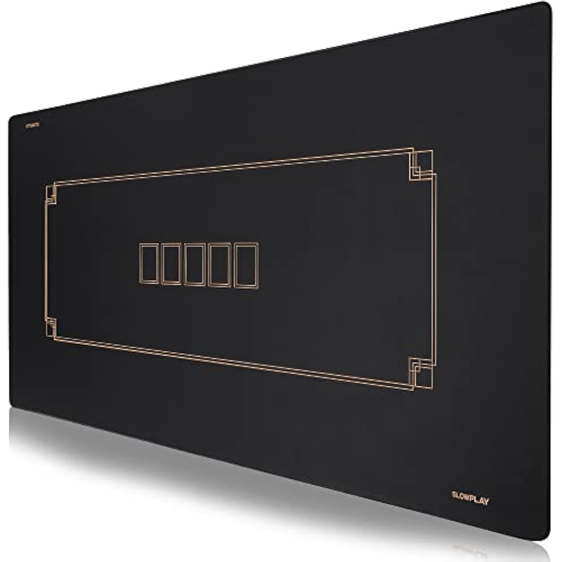 SLOWPLAY Godel 120x70cm Texas Hold'em Poker Mat | Poker Table Top with Durable Hemmed Edges, Extra Water Repellent, Noise Reduction, Super Portable for Games Everywhere (Black and Champagne Gold)