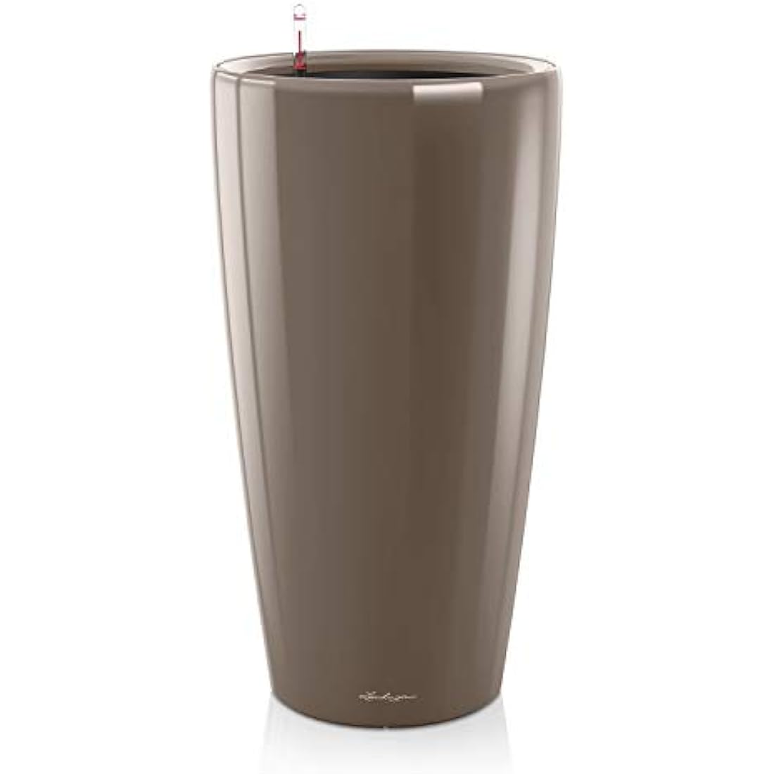Lechuza RONDO 32 Self Watering Planter Large Plastic Indoor and Outdoor Plant Pot with Drainage Hole D40 H75 cm Shiny Taupe
