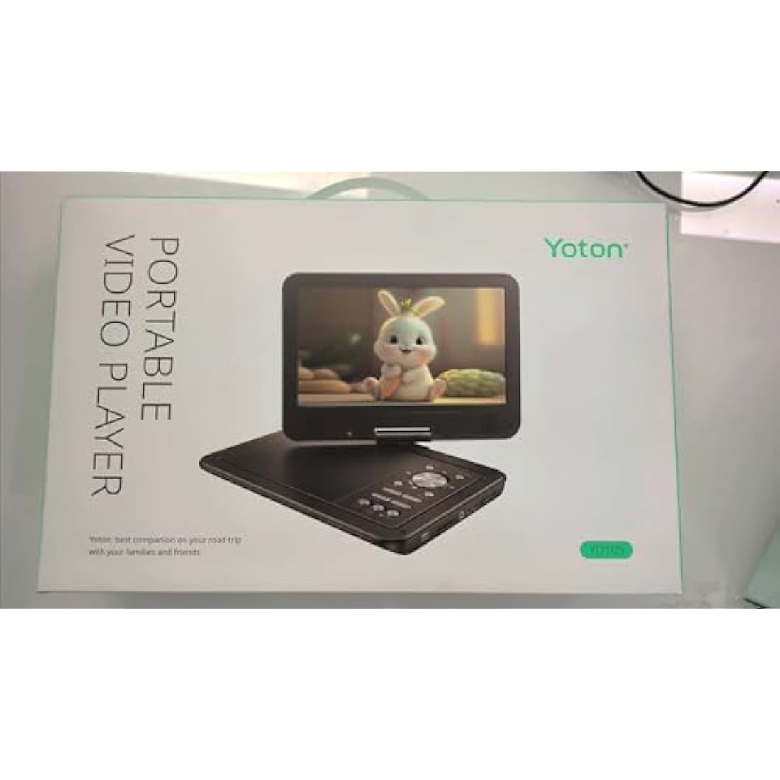 YOTON Portable DVD Player, 12.5 Inch with Rotatable 10.5 Inch LCD, 4~6 Hours Continuous Playback, Memory Recovery Function, Sync TV, for Car and Kids（White）