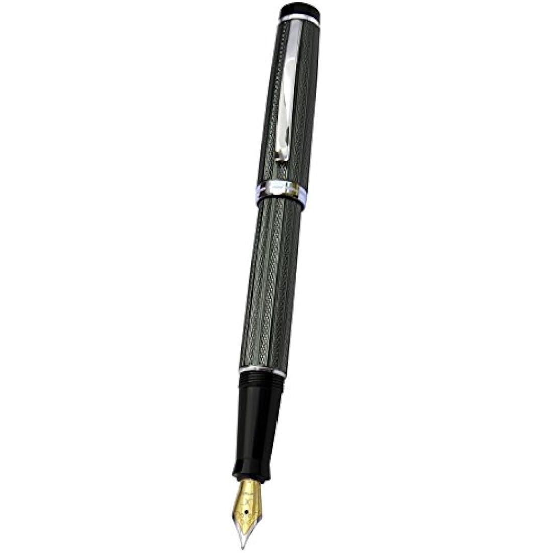 Xezo Incognito Fountain Pen, Extra Fine Nib. Zinc Green Color with Pure Platinum Plating. Handcrafted, Limited Edition, Serialized