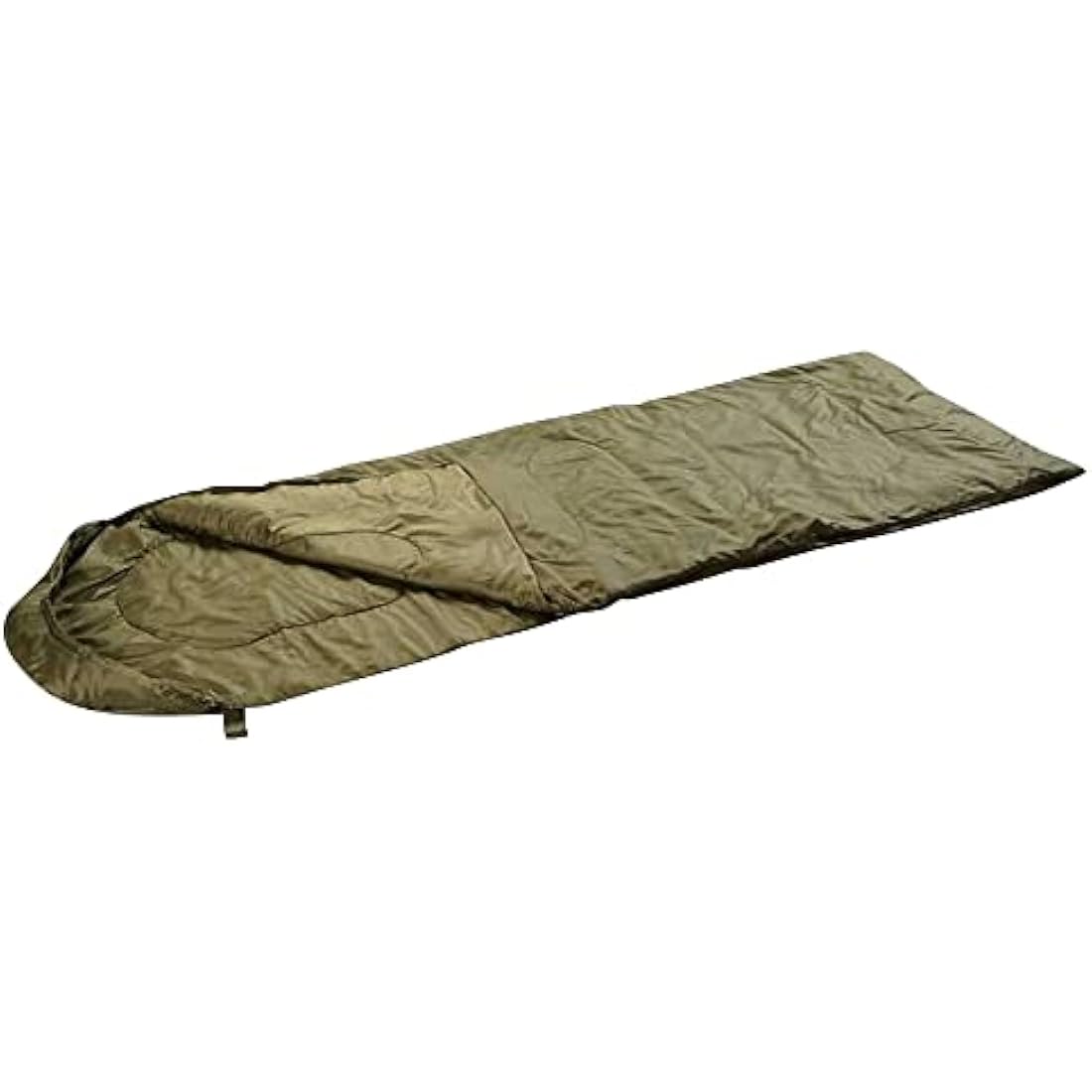Mil-Tec Olive Green Traveler Sleeping Bag, 1 Person, Up to 15 Degrees, 190 x 75 x 75 cm, Polyester, Includes Hood, 2-Way Zip, Drawstring, Blanket Use