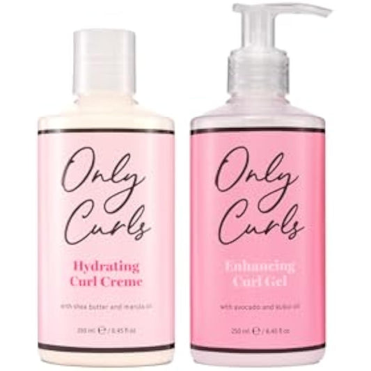 Only Curls Styling Bundle, 250ml x2, Curly Hair Products, Curl Cream & Enhancing Curl Gel, Curl Defining Set, Frizz-Free, Sulphate-Free, For All Curly Hair Types