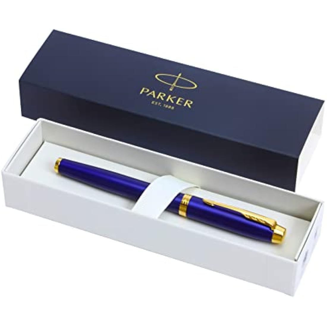 Parker IM Premium Limited Edition Rollerball Pen | Lustrous Blue Lacquer with Gold Trim | Black Ink | Gift Boxed