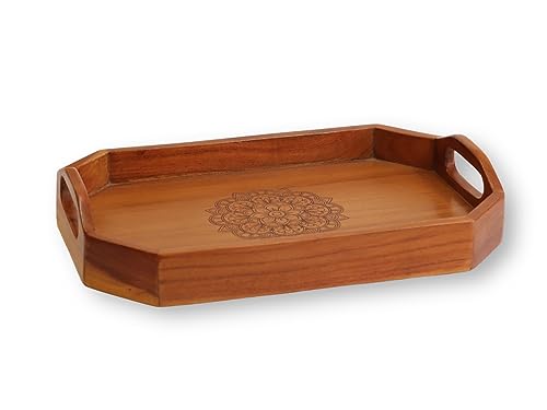 Vesta Homes Acacia Wood Serving Tray for Home/Kitchen/Restaurant/Office Organizer/Dining Table | Premium Serving Trays | 40 x 27 x 8 cm | Handcrafted