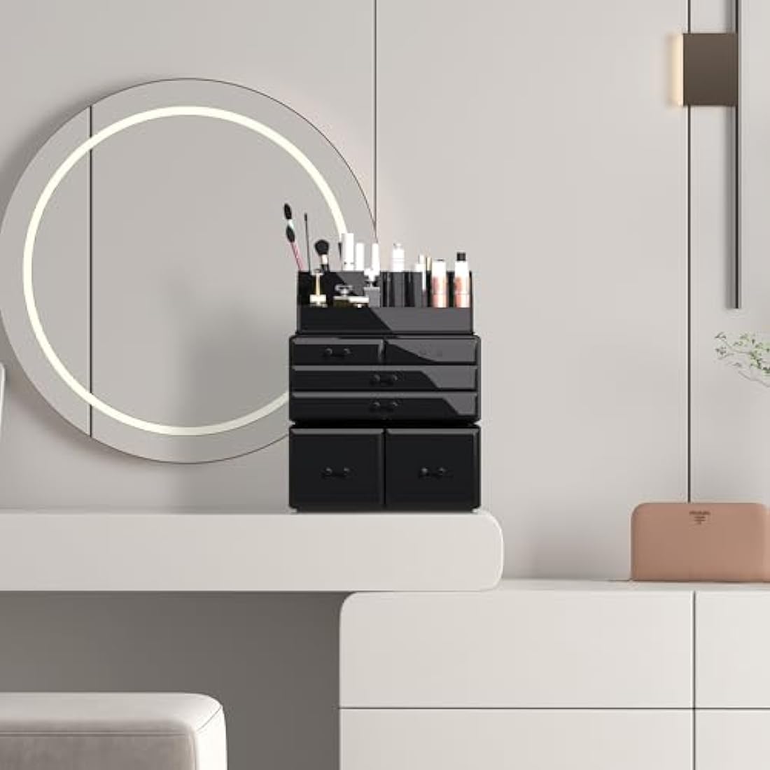 READAEER Makeup Cosmetic Organiser Storage Drawers Display Boxes Case with 6 Drawers, 3 Pieces, Freely Combined and Stacked.