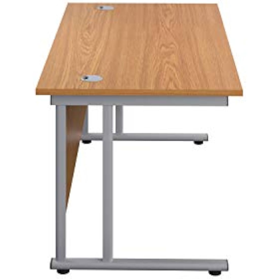 Office Hippo Professioneller Bürotisch, freitragend, Eiche, silberfarbener Rahmen, 140 x 80 x 73 cm