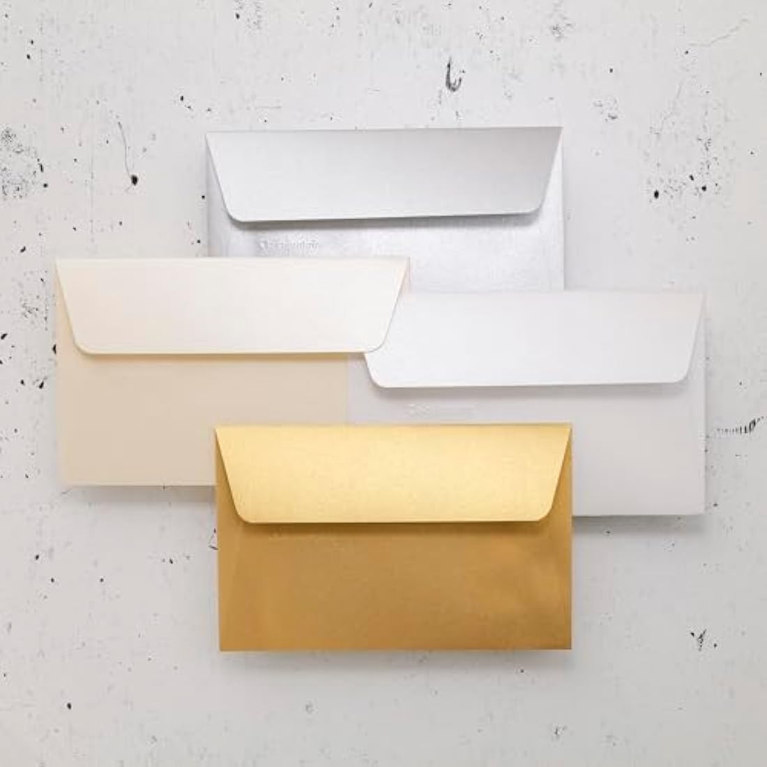 Clairefontaine - Ref 50081C - Pollen Iridescent Adhesive Envelopes (Pack of 20) - 90 x 140mm in Size, 120gsm Paper, Easy-to-Peel Adhesive Strip - Gold